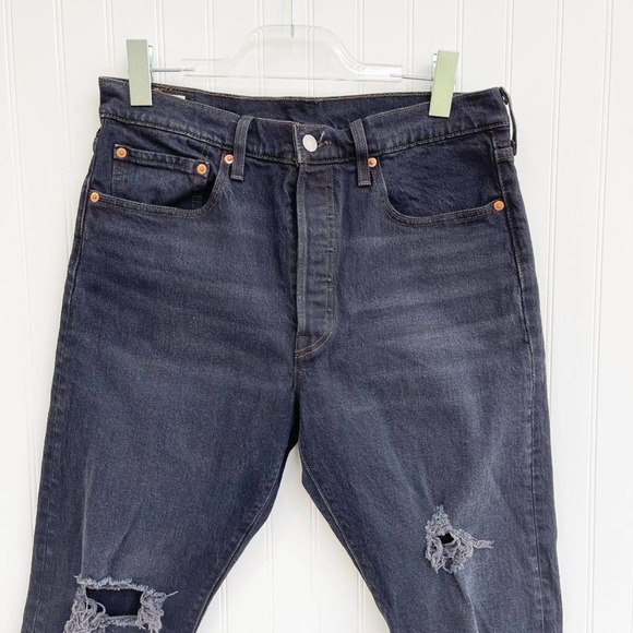 Levi's Jeans 501 Black Distressed Denim High Rise - Picture 7 of 12